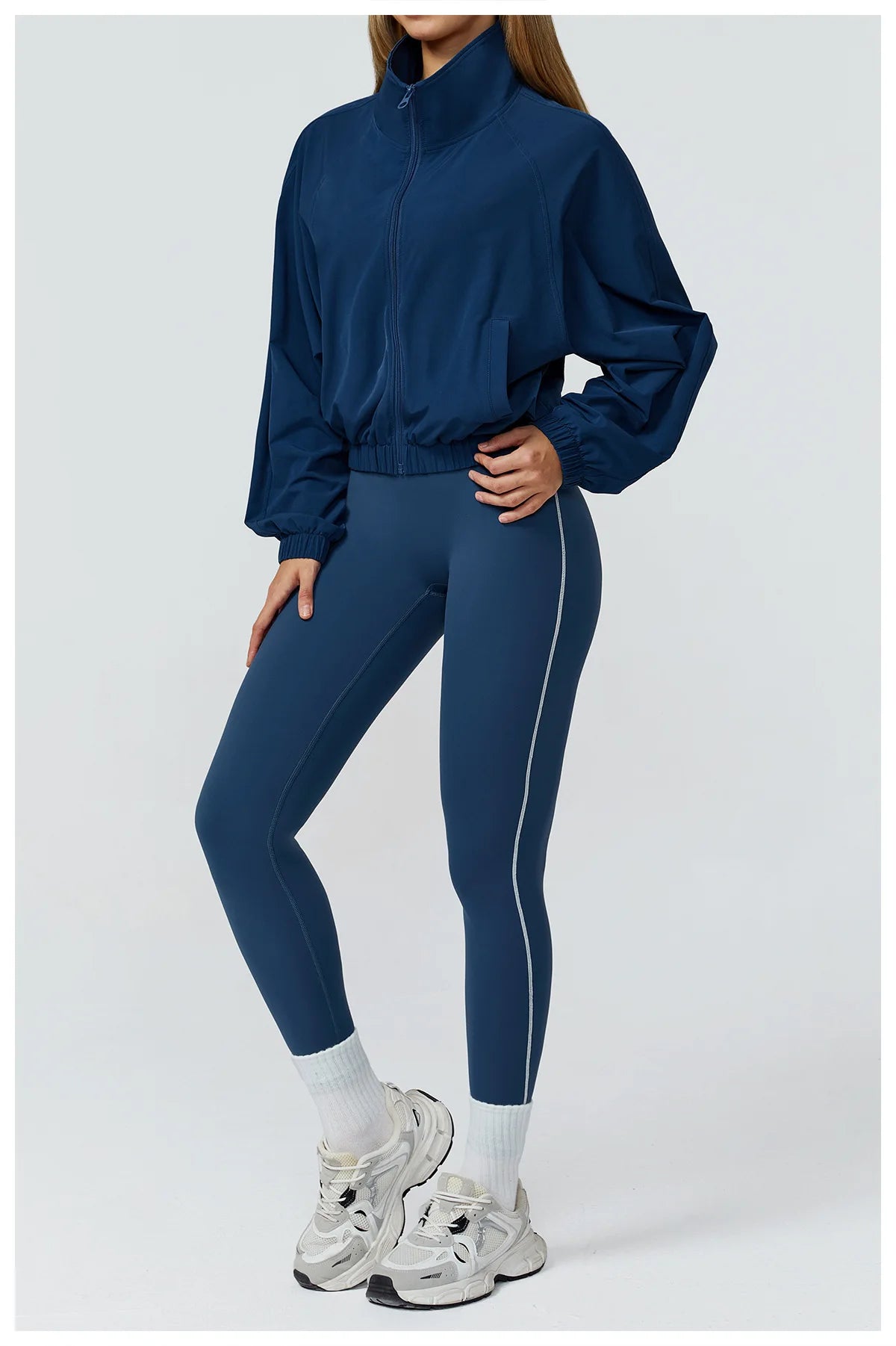 New Quick Drying Stand Up Collar Sports Jacket Women's Zipper Top Windproof Outdoor Running Fitness Long Sleeved Yoga Jacket