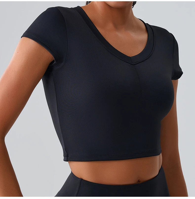 Women Yoga Top Sexy Sport T Shirts Fitness Clothes Workout Short Sleeve Yoga Shirt Gym Top Running Active Wear Push Up Sport Top
