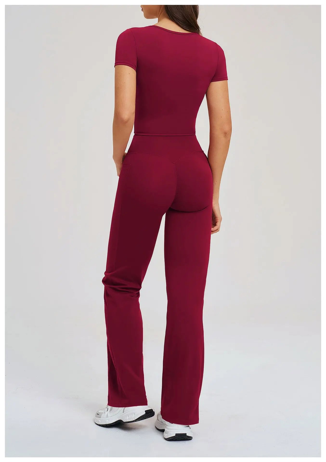 Yoga Set 2 Pieces Gym Clothes Sportswear Yoga Outfits For Women Fitness Short Sleeve Crop Top Tracksuits Sports Set Gym Leggings