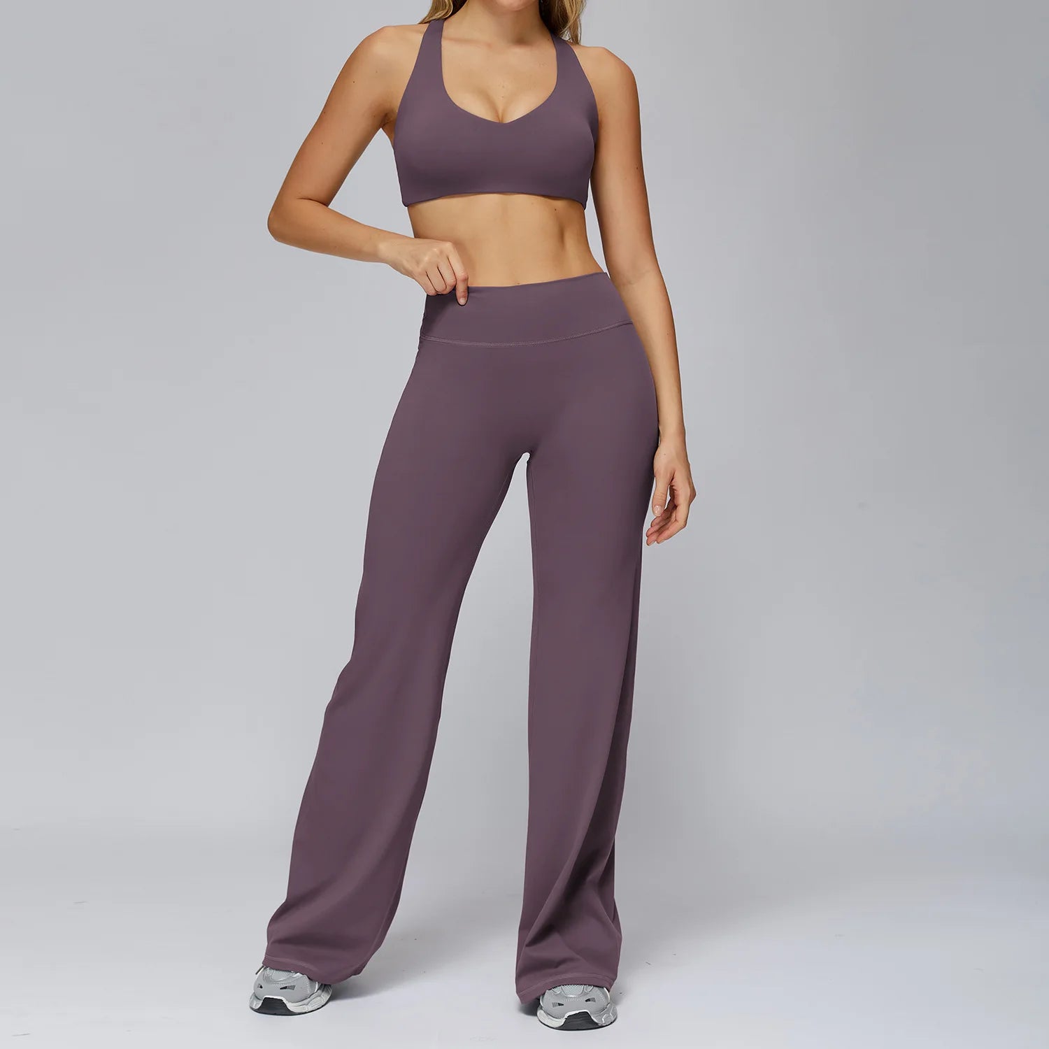 Yoga Set 2PCS Women Sportswear Workout Clothes Seamless Athletic Wear Gym Legging Fitness Bra Crop Top Long Sleeve Sports Suits