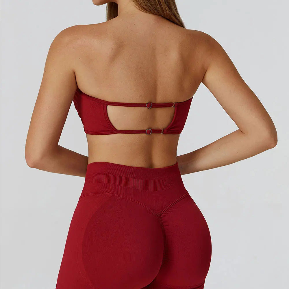 Seamless Women Strapless Yoga Vest Sexy Beautiful Back Sports Bra for Women's Underwear Gym Bra Push Up Quick Drying Fitness Top