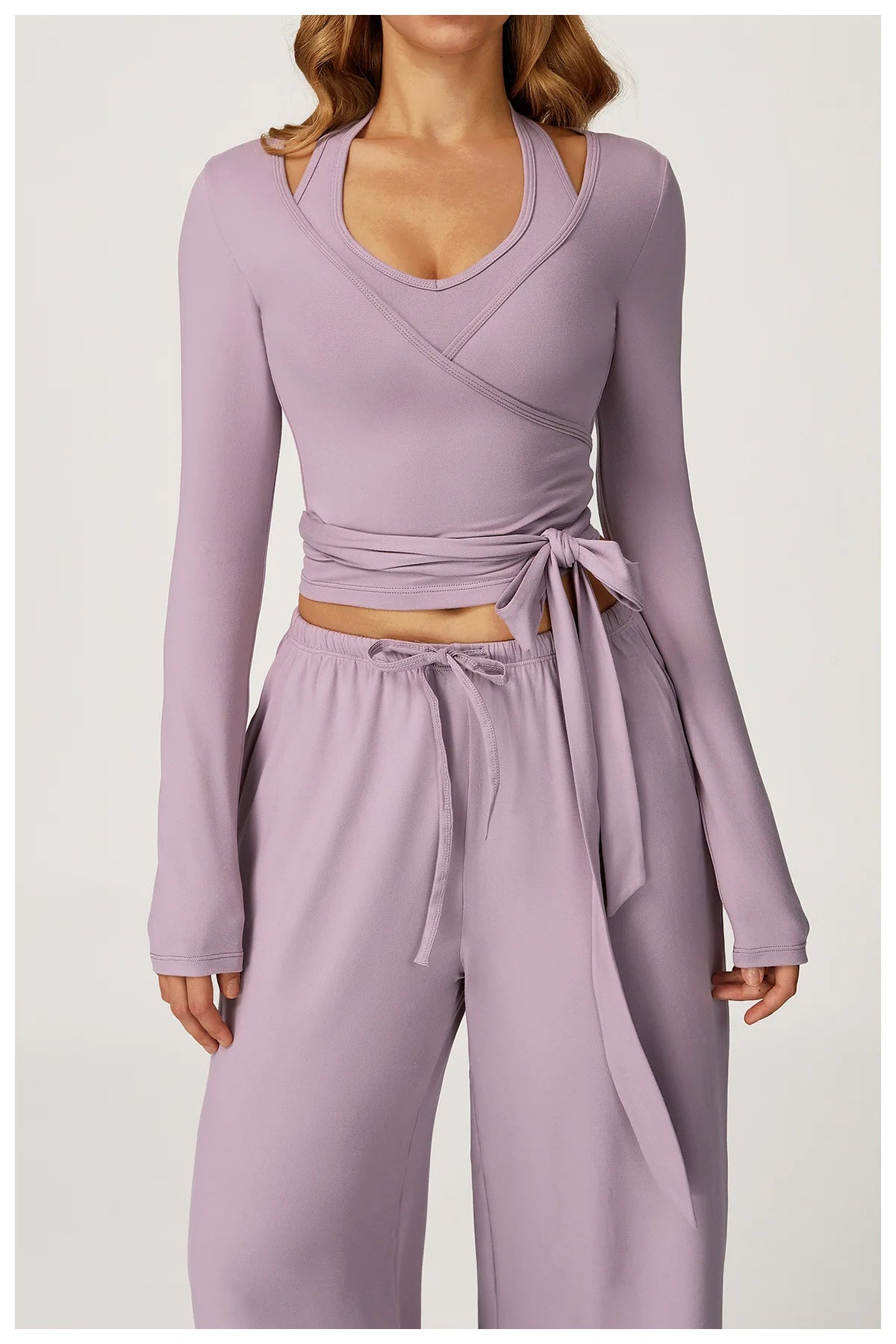 Women Yoga Crossover Strap Long Sleeve Cover-up T-shirts Pilates Running Outdoor Sports Loose Tops Breathable Soft Gym Fitness