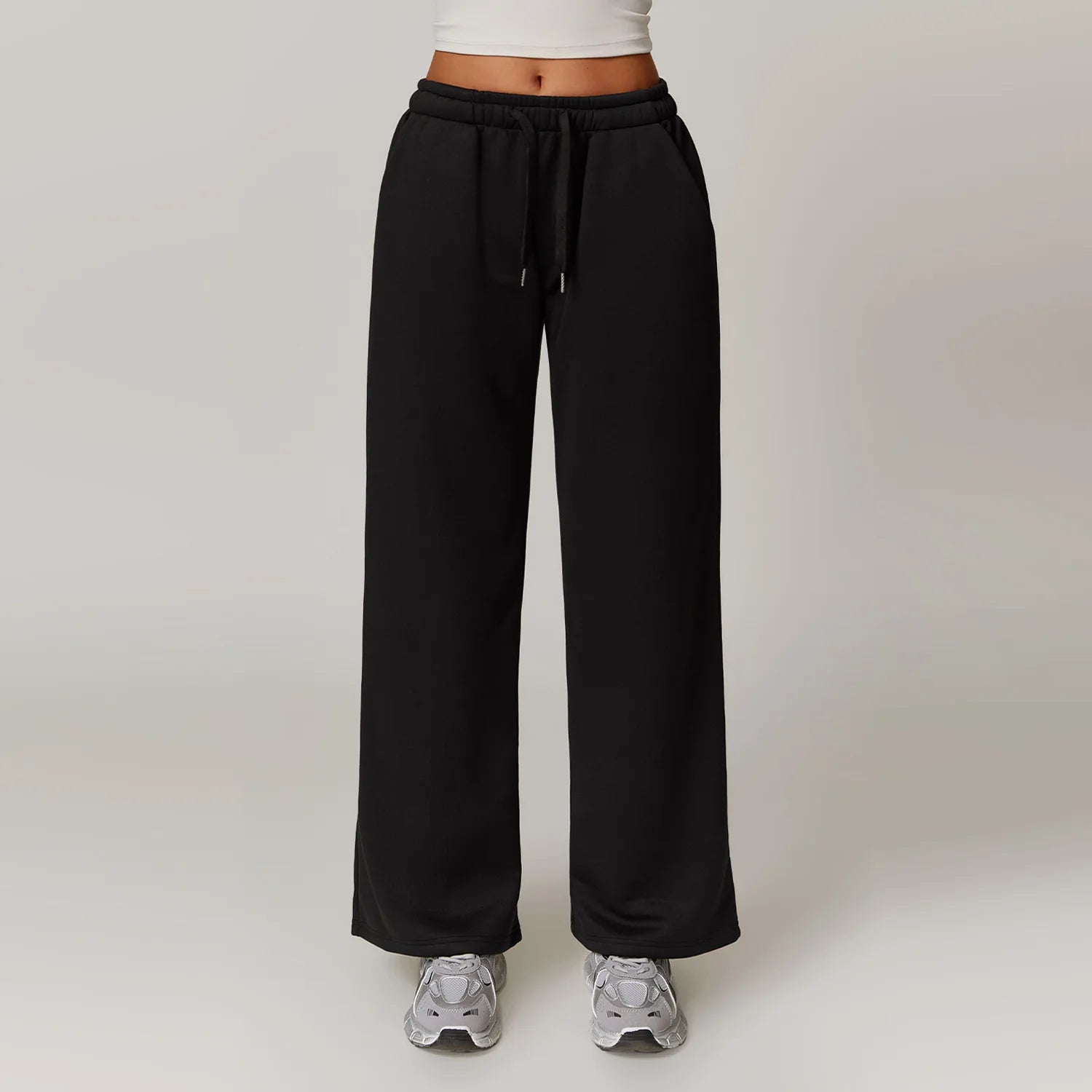 Winter Plush Loose Sports Sweatpants for Women Straight Leg Pants Warm Casual Pants Running Sports Pants for Women