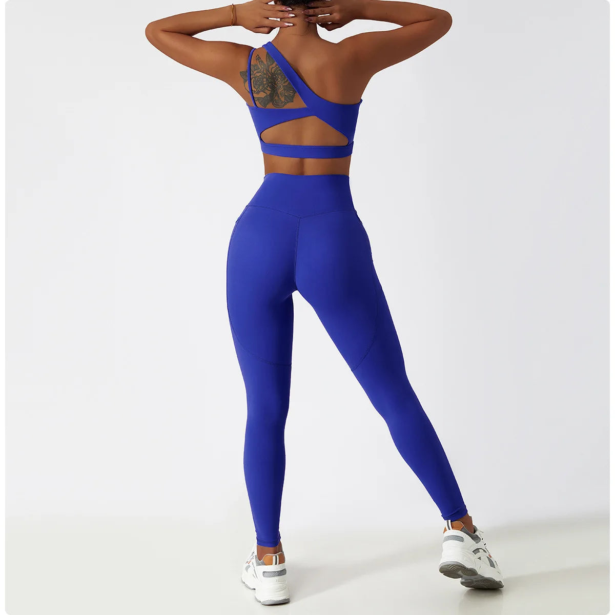 Comfort Single Strap Yoga Bra Chest Pad Running Women Sports Underwear Gym Top Stretch Pull Up Bra Women Vest Fitness Tank Top
