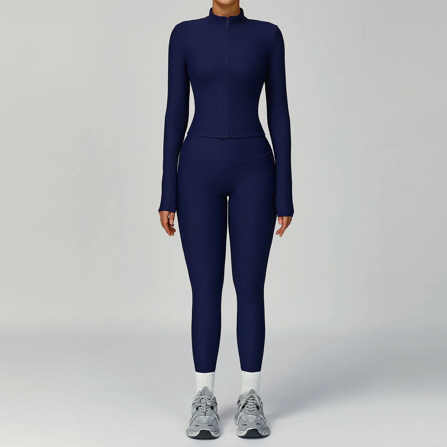 Women Tracksuit 2PCS Yoga Suit Sports Set Quick-Drying Gym Set Running Workout Zipper Long Sleeve Sports Shorts Yoga Clothing