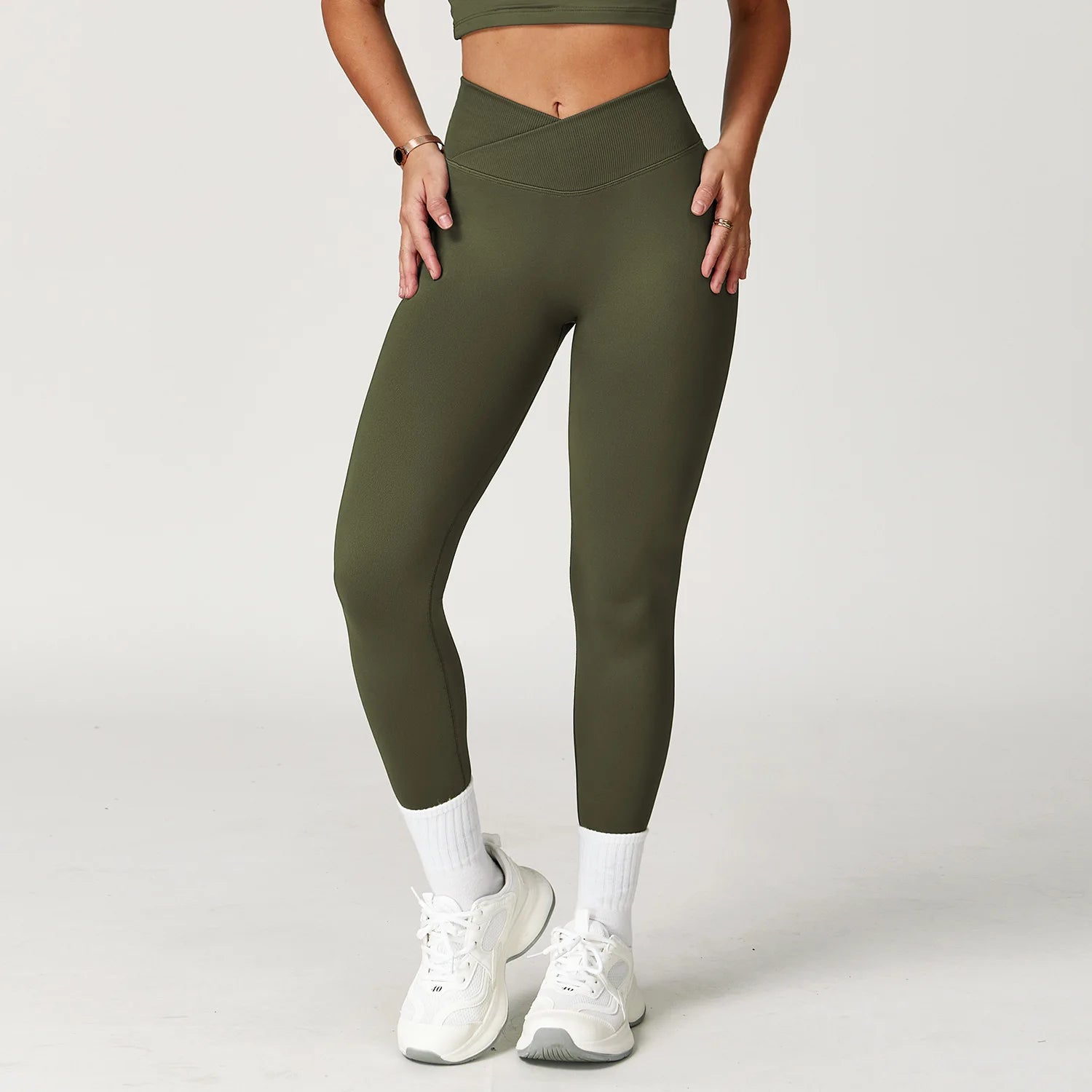 Seamless Yoga Leggings Women Fitness Leggings Running Cycling Pants Cross Waist Head Sports Legging High Waist Workout Gym Tight