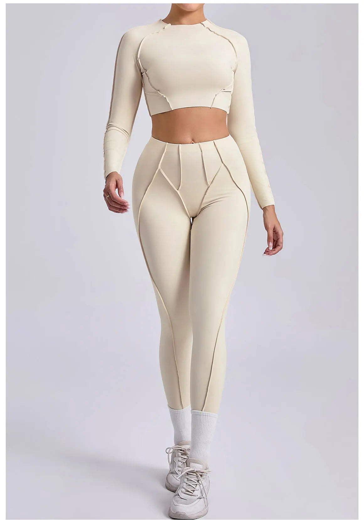 Yoga Set 2 Pieces Gym Clothes Sportswear Yoga Suits For Women Fitness Set Workout Tracksuits Sports Long Sleeved Gym Leggings