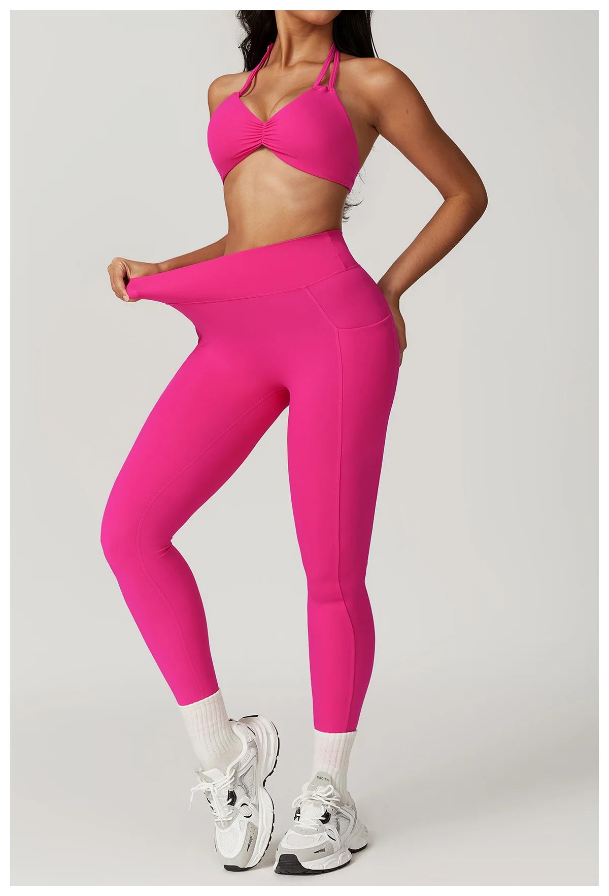 V-shaped Back Leggings Fitness Women Sport Leggings High Waist Elastic Solid Yoga Pants Gym Jogging Push Up Slim Pants Female