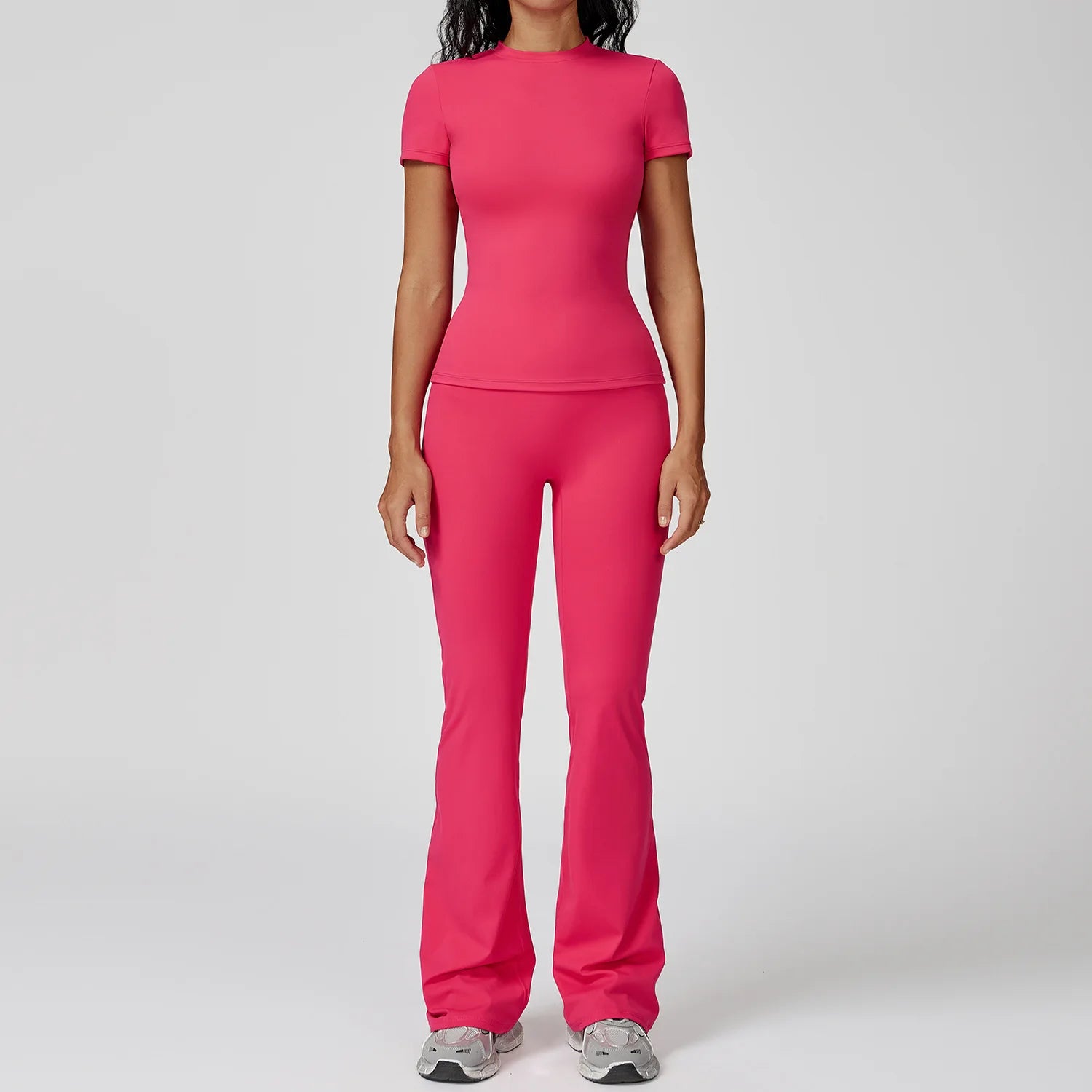 2PCS Yoga Set Sports Suit For Women Fitness Short Sleeve Tracksuits Sports Bra High Waist Leggings Gym Sports Clothes Sportswear