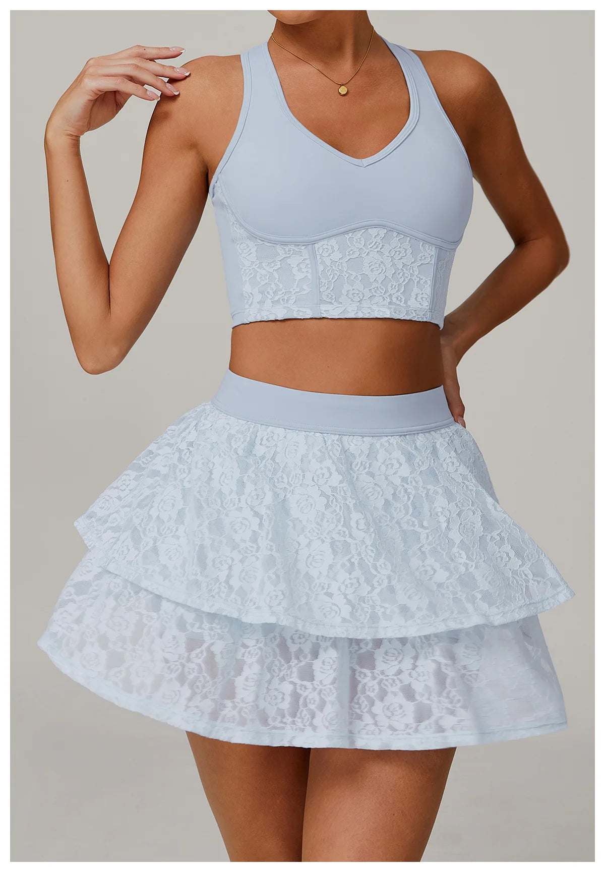 Women's High Waisted Tennis Lace Skirt Tennis Yoga Golf Sports Belt Safety Pants Pocket Comfortable and Breathable Sports Skirt