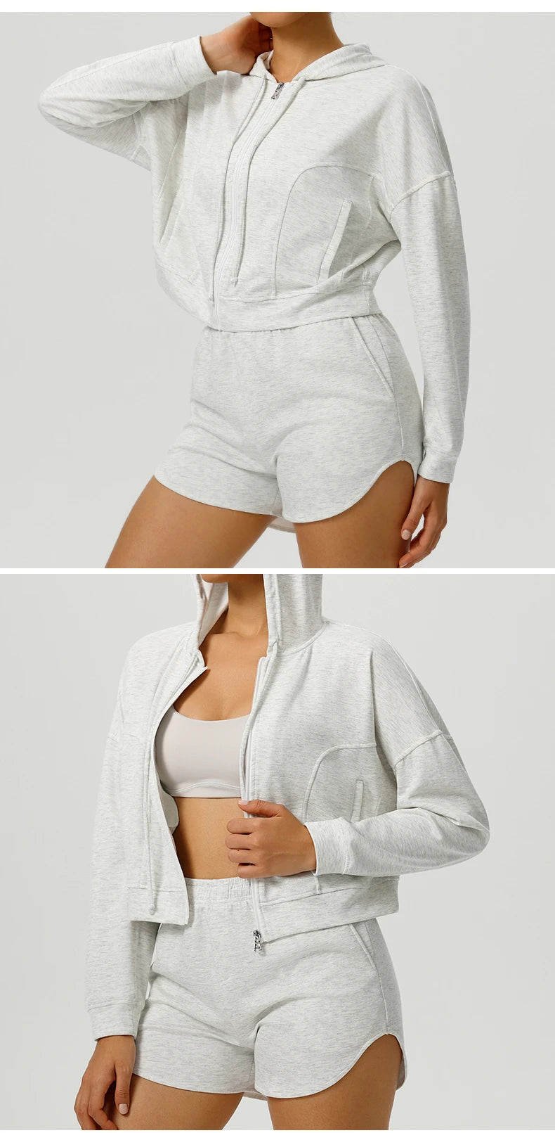 Autumn Loose Yoga Long Sleeved Hoodie Women's Hooded Sports Jacket Running Yoga Jacket Long Sleeved Jacket