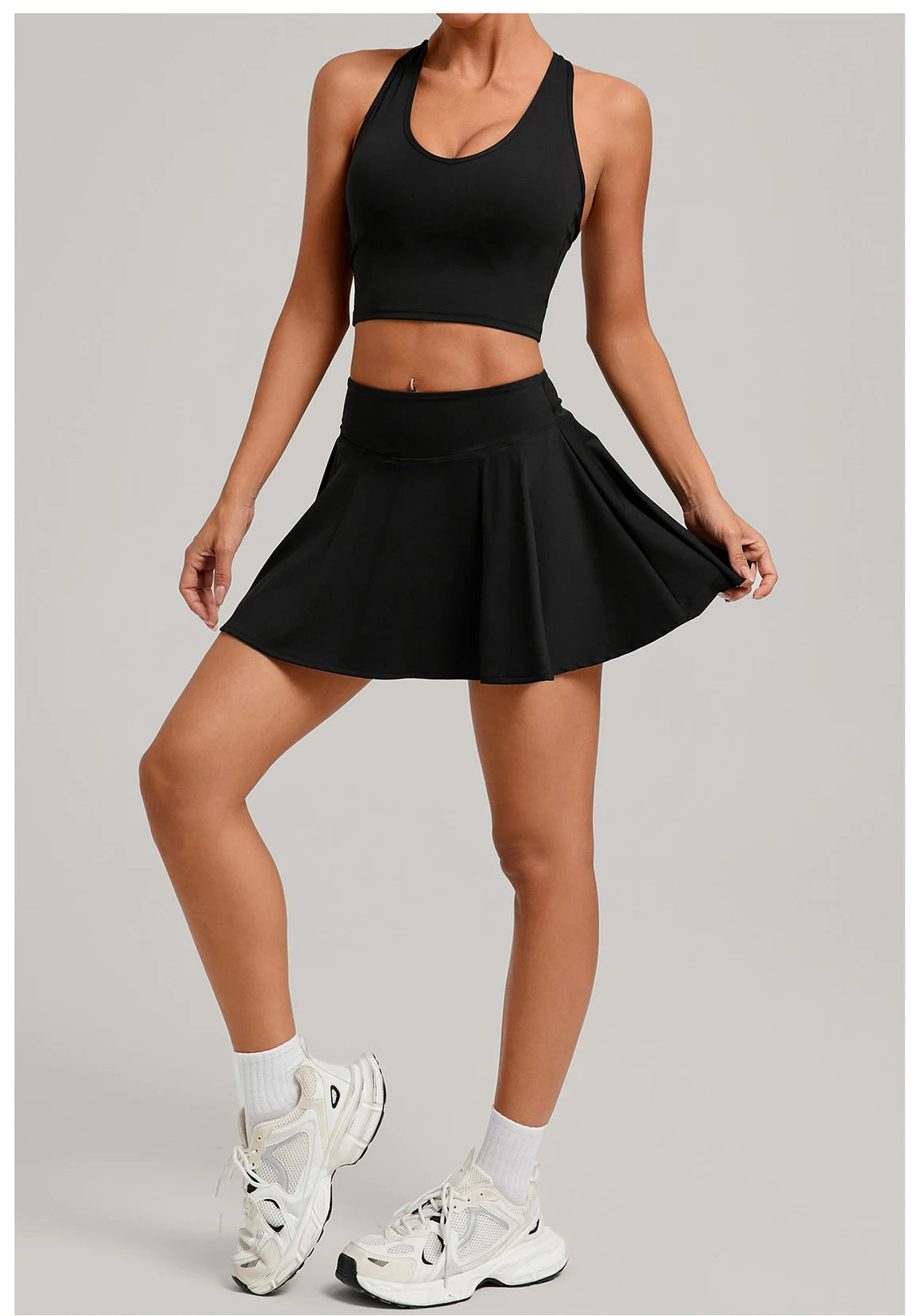 2PCS Yoga Suit for Women Tracksuit Fitness Gym Clothes Sports Bra Matching Impact Skirt Workout Sets Gym Set Outfit Sportswear