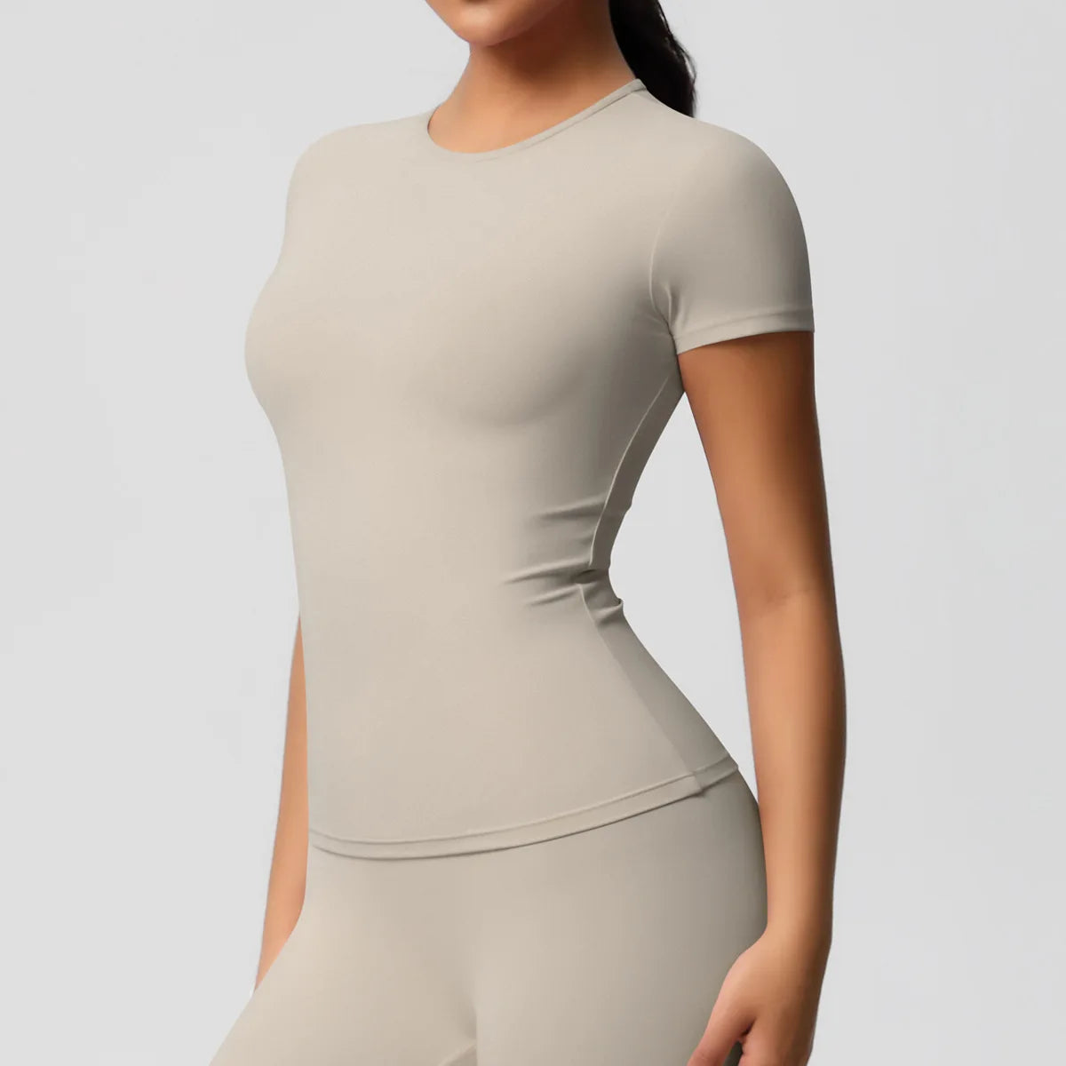 New Women Running Sports T Shirt Summer Short Sleeve Round Neck Breathable Stretchy Gym Yoga Slim Fitness Active Top Tee