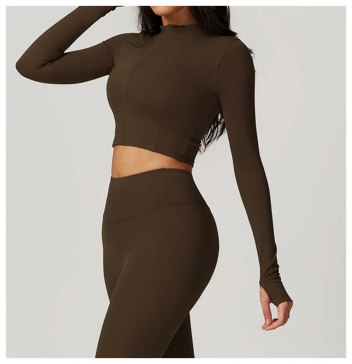 Women Outdoor Sports Long Sleeved Slim Yoga Clothes Quick Dry Zipper Cardigan Stand Up Collar Jacket Running Fitness Jacket Top