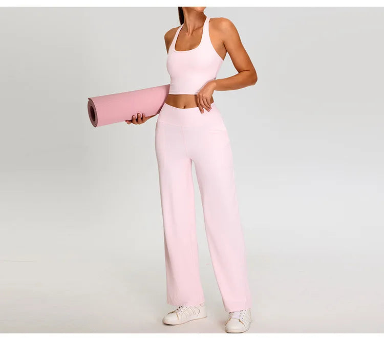 Ribbed Yoga Pants For Women Leggings Gym Workout Leggings High Waist Fitness Leggings Outdoor Running Sports Pants Straight Leg