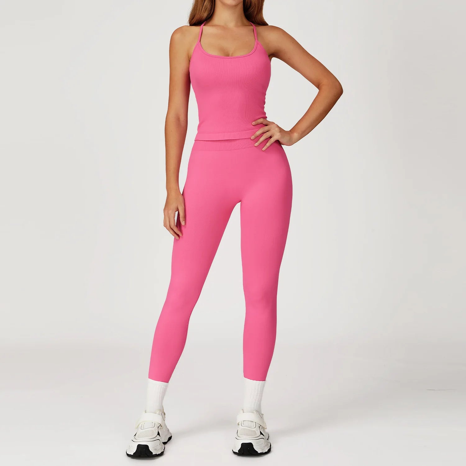 2PCS Seamless Yoga Set Gym Clothes Athletic Wear Women Fitness Set Tracksuits Sports Long Sleeved Gym Suit Leggings Sportswear