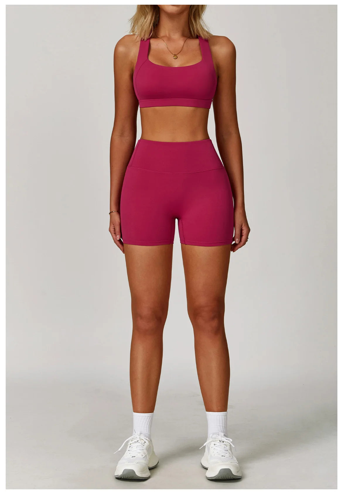 2PCS Women's Tracksuit Athletic Wear Yoga Set Workout Shorts Sportswear Gym Clothing High Waist Leggings Fitness Bra Sports Suit
