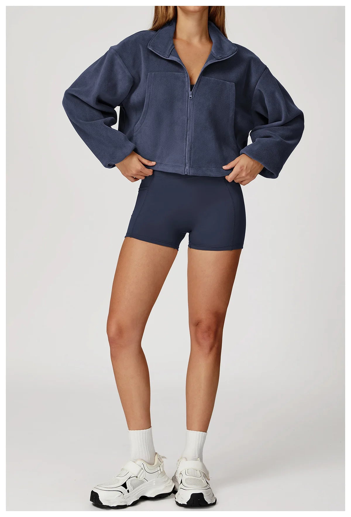 Winter Yoga Jacket Women Long Sleeved Stand Up Collar Windproof Warm Fleece Drawstring Jacket Running With Fleece Sports Jacket