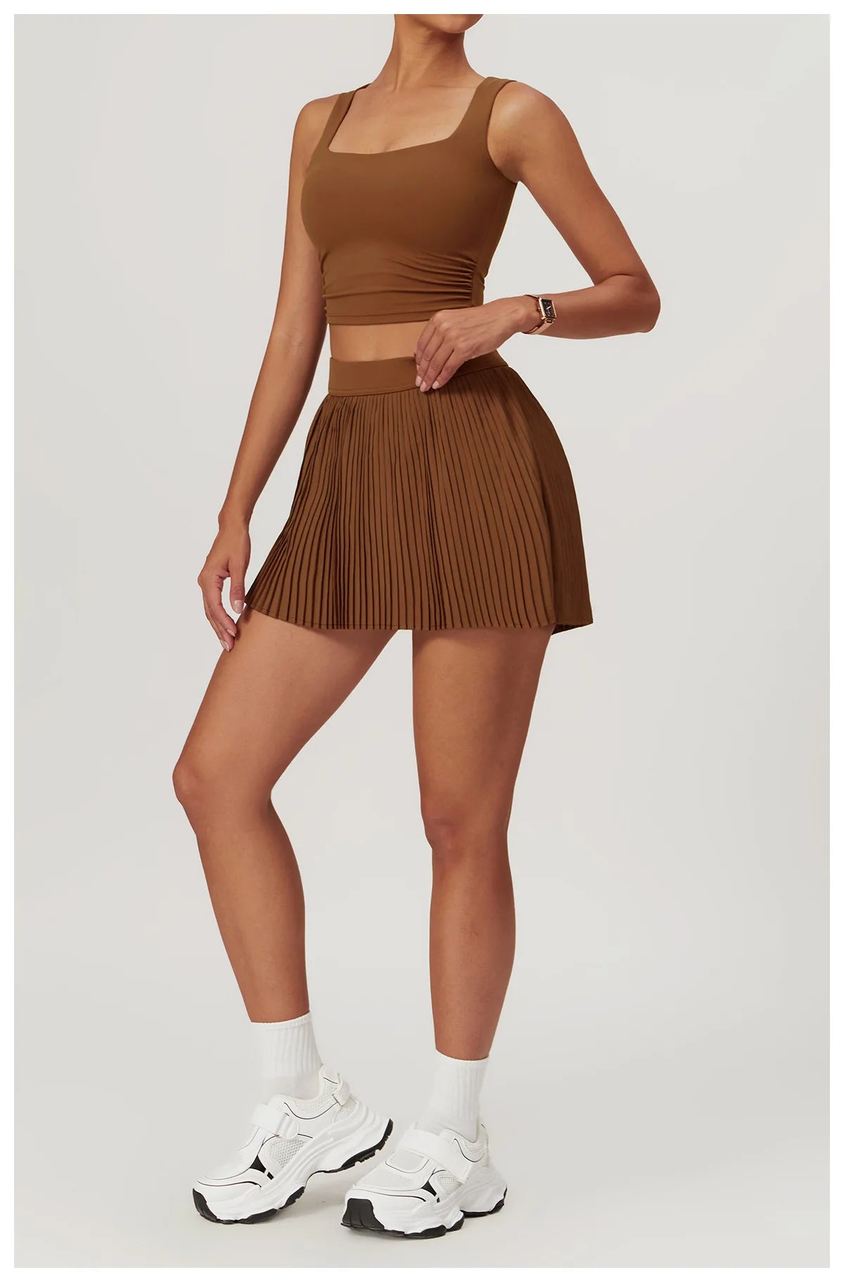 Women Pleated Sports Tennis Skirts Women High Waist Yoga Fitness Short Skirt With Pockets Gym Golf Loose Mini Skirt With Pockets