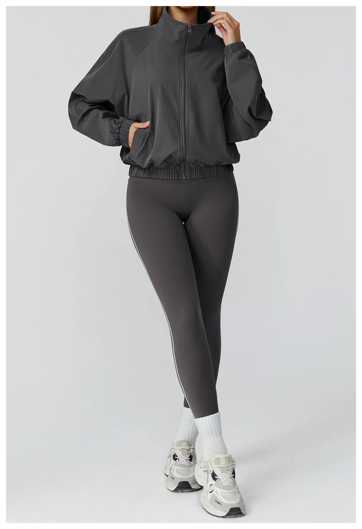 New Quick Drying Stand Up Collar Sports Jacket Women's Zipper Top Windproof Outdoor Running Fitness Long Sleeved Yoga Jacket