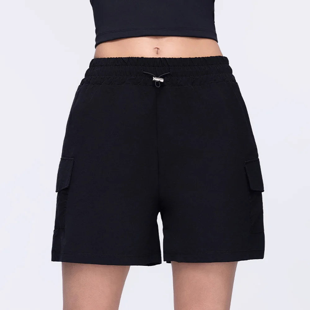 Yoga Shorts Pocket Women Fitness Shorts Running Cycling Shorts Breathable Sports Shorts High Waist Summer Workout Gym Shorts
