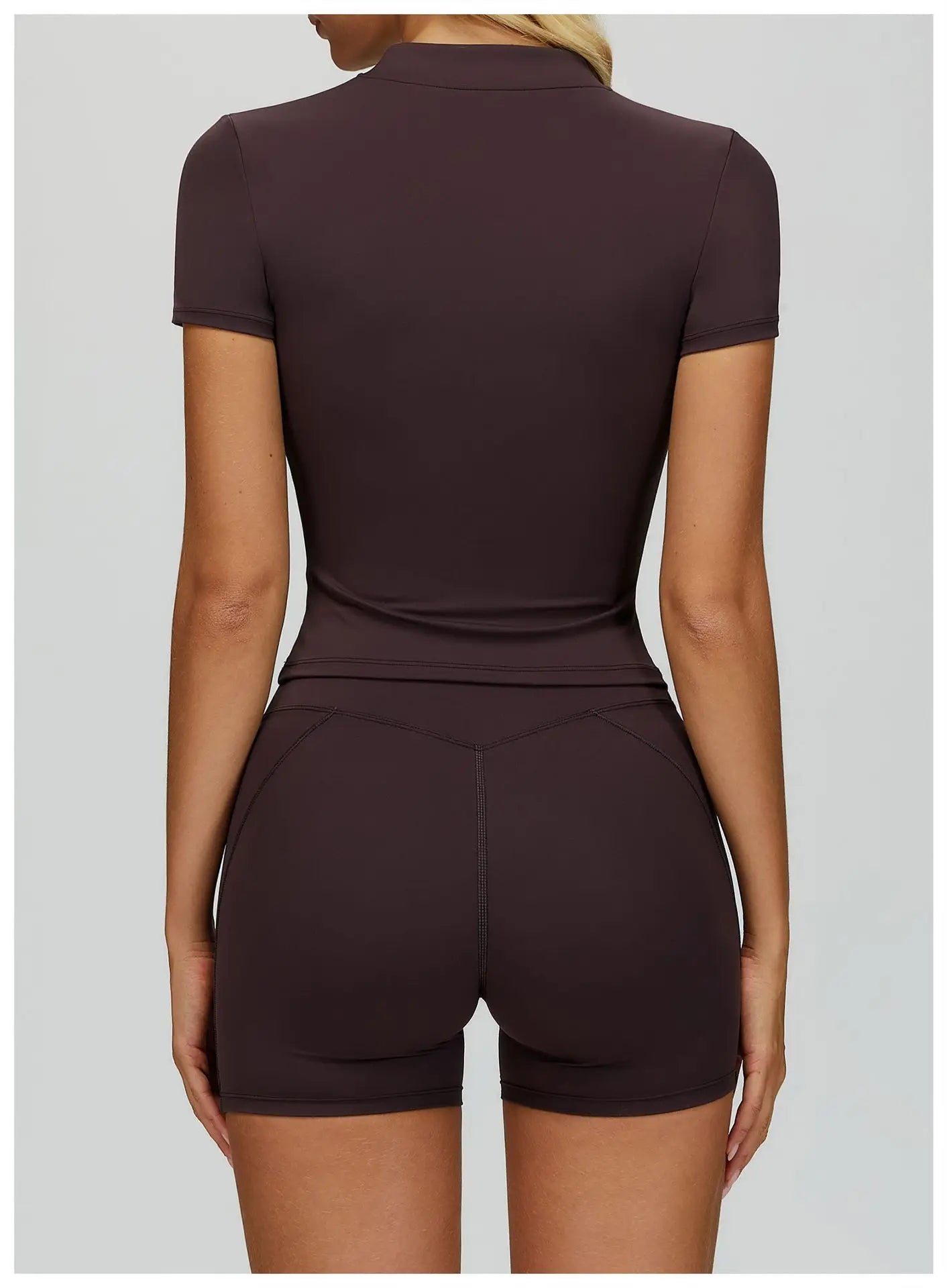 Zipper Short Sleeved Women's Tight Fitting Sports T-shirt Quick Drying Yoga T-shirt Running Exercise Fitness Short Sleeved