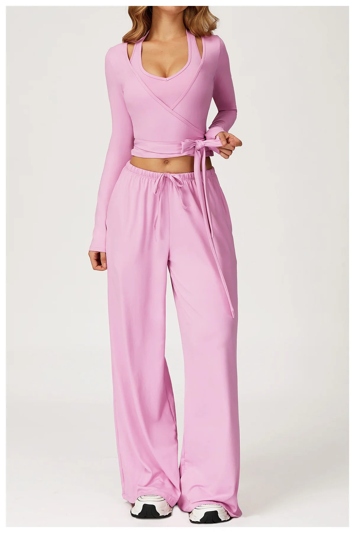 Women Yoga Crossover Strap Long Sleeve Cover-up T-shirts Pilates Running Outdoor Sports Loose Tops Breathable Soft Gym Fitness