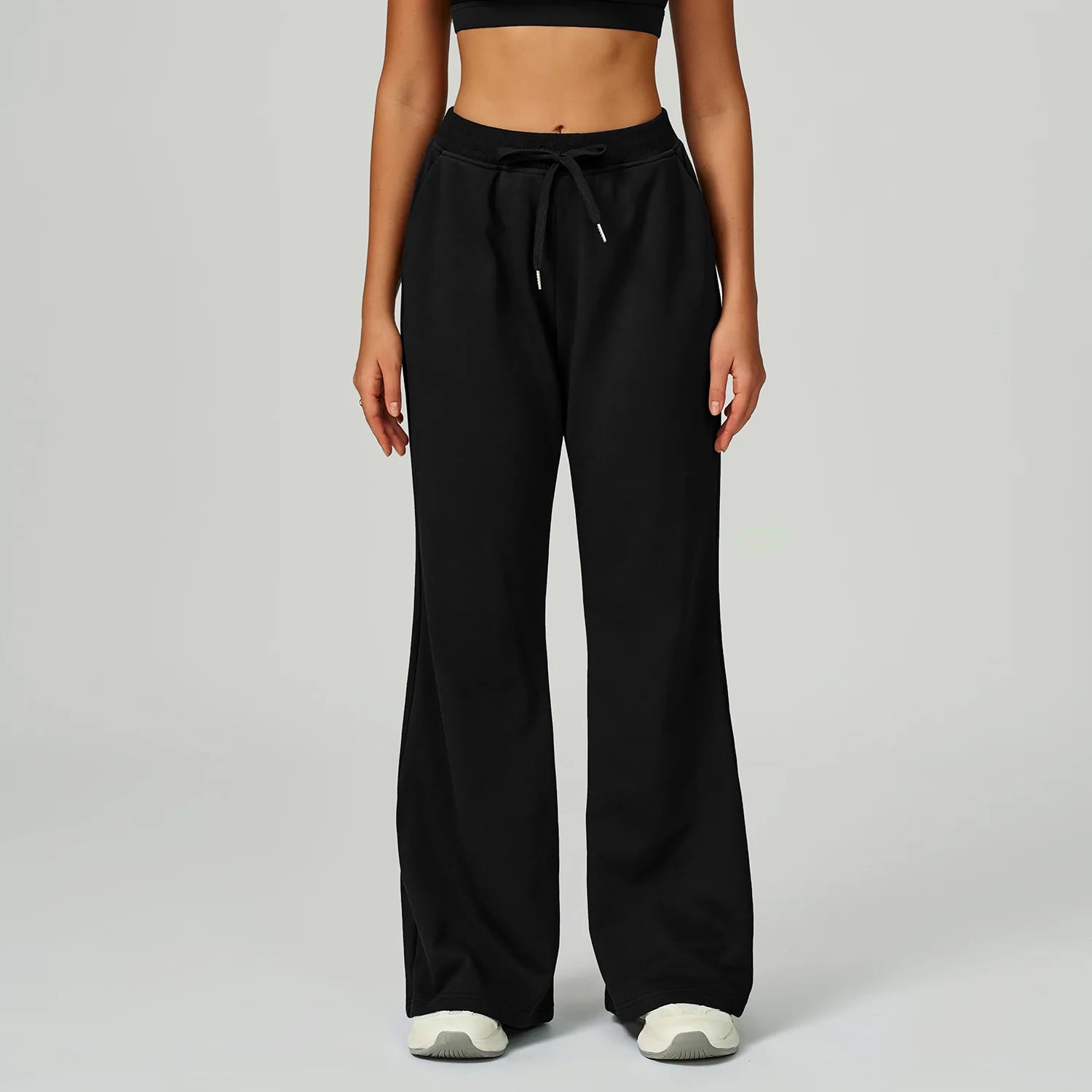 Winter High Waist Loose Fit Sports Pants Women Drawstring Wweatpants With Pockets Straight Leg Yoga Pants Versatile Sports Pants