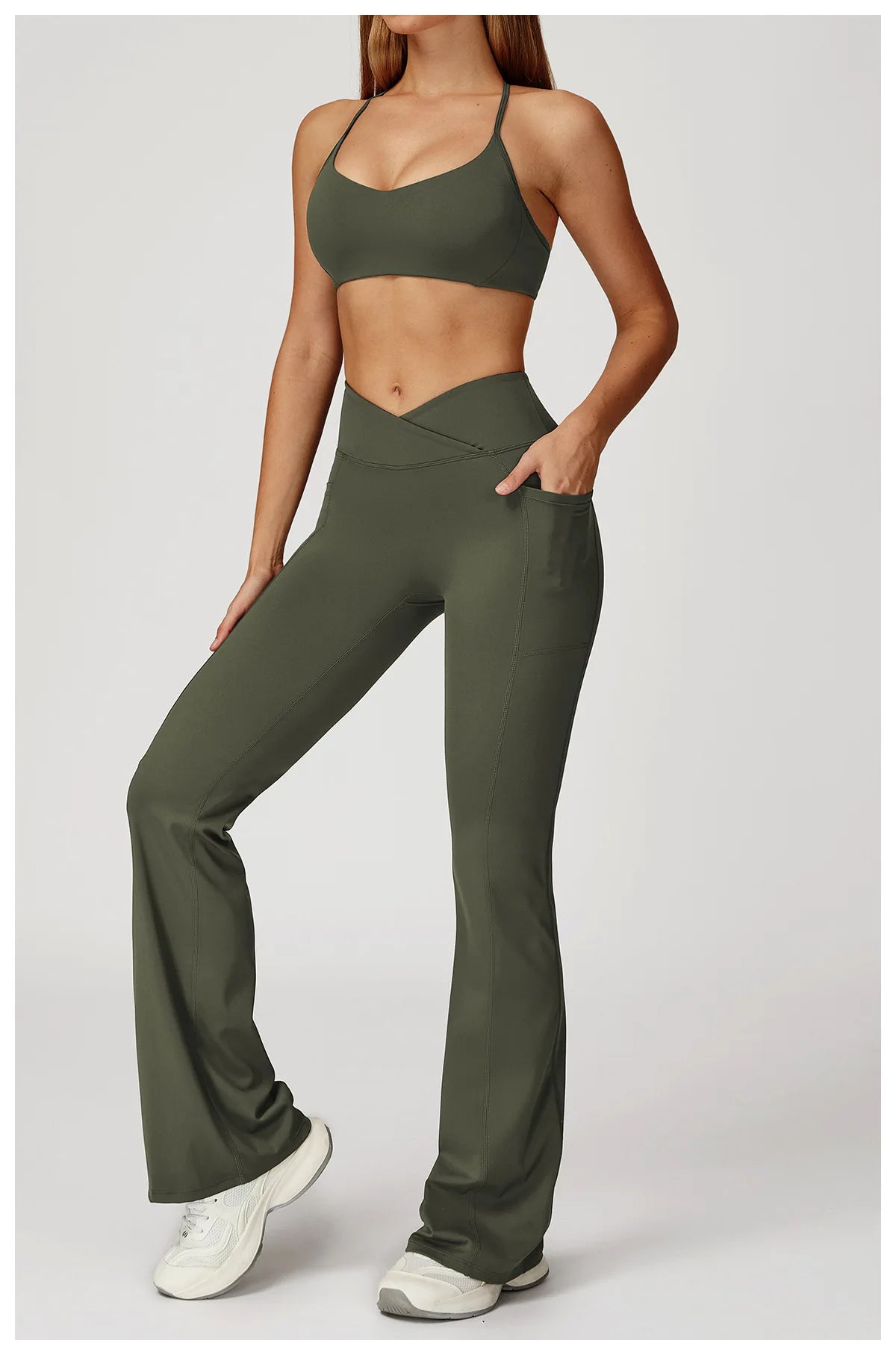 Women Flare Leggings Yoga Pants Bell-bottoms Yoga Trousers High Waist Fitness Pants Stretch Gym Casual Sports Wide Leg Pants