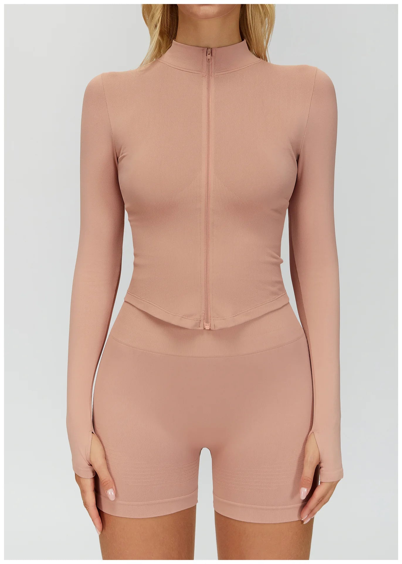 Seamless Outdoor Sports Long Sleeved Women Yoga Coat Quick Dry Zipper Cardigan Stand Up Collar Jacket Running Fitness Jacket Top