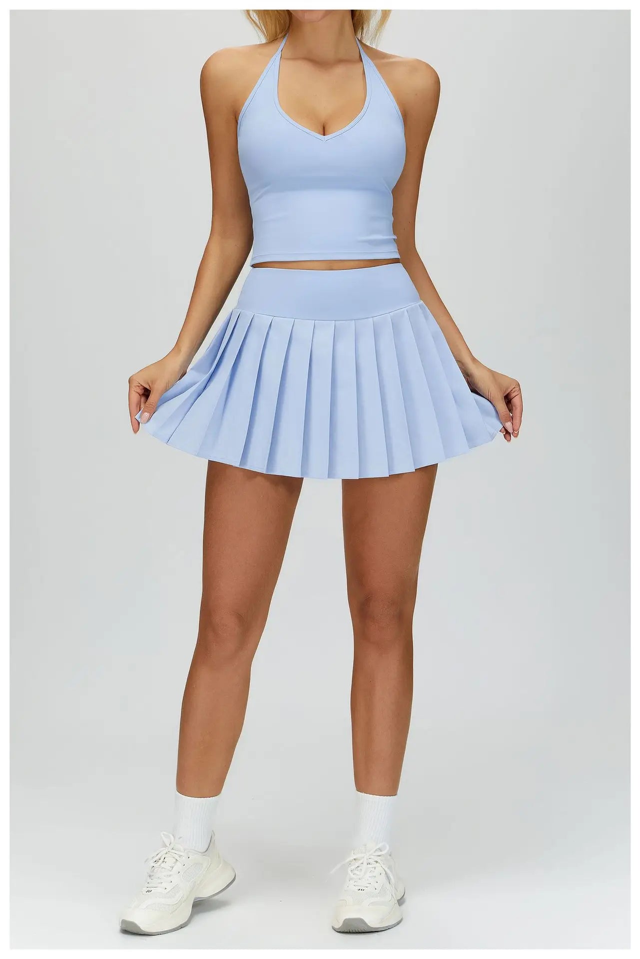 Yoga Short Skirt Women Pleated Sports Tennis Skirts Runniing High Waist Yoga Fitness Short Skirt Gym Golf Loose Skirt Pockets