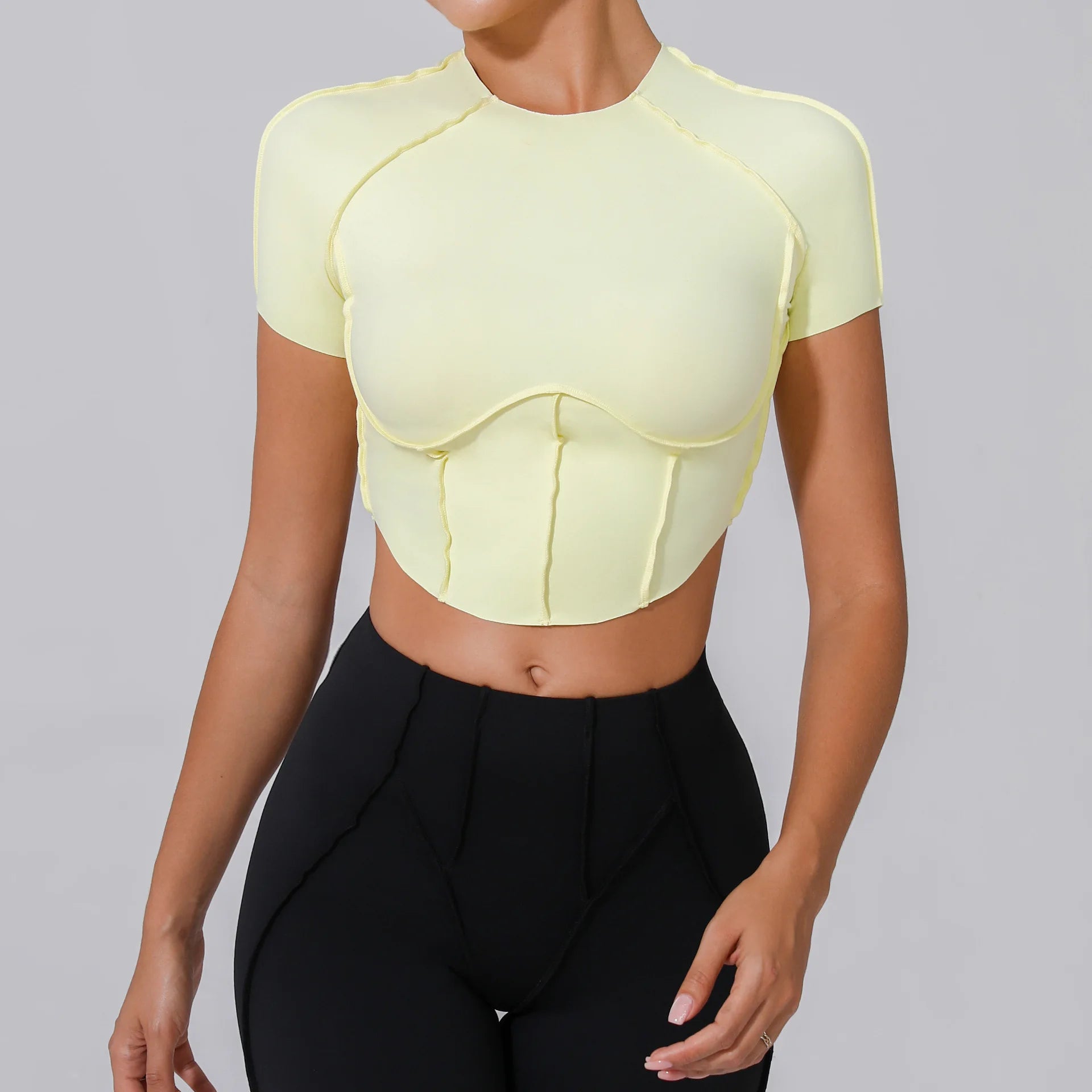 Women Yoga Top Line Sport T Shirts Fitness Clothes Short Sleeve Push Up Yoga Shirt Gym Top Running Active Wear Workout Sport Top