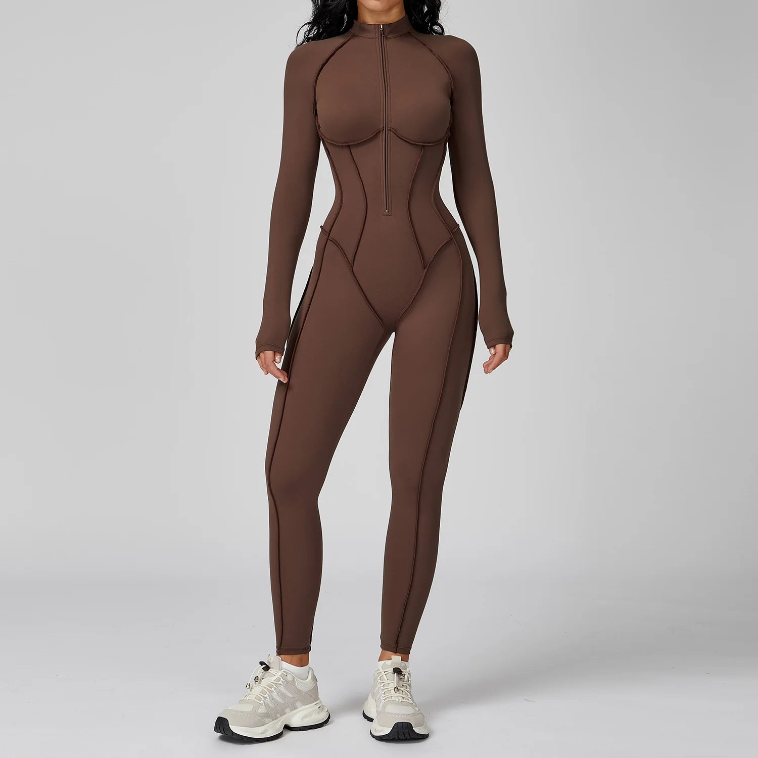 Women Sport Bodysuit Fitness Yoga Zipper Jumpsuit High Elasticity Outdoors Gym Tracksuits Workout Sports Sexy Jumpsuit Sportwear