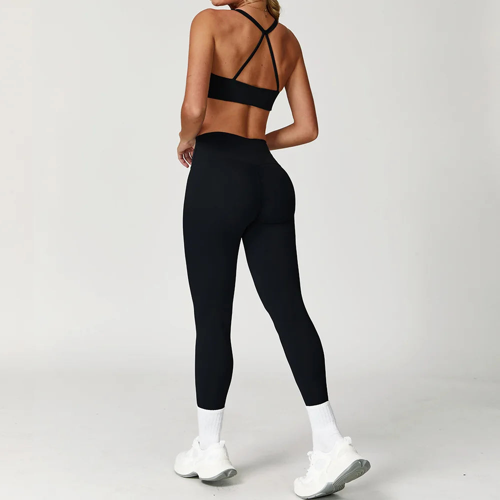 Women's Tracksuit 2PCS Fitness Suit Yoga Set Sportswear Workout Sports Bra High Waist Leggings Gym Clothing Seamless Sports Suit