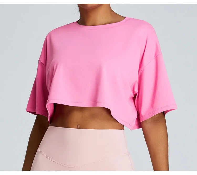 Loose Yoga Short Sleeves Women Breathable Quick Drying Yoga Clothes for Women Running Fitness Tops Sports Short Sleeved T-shirts