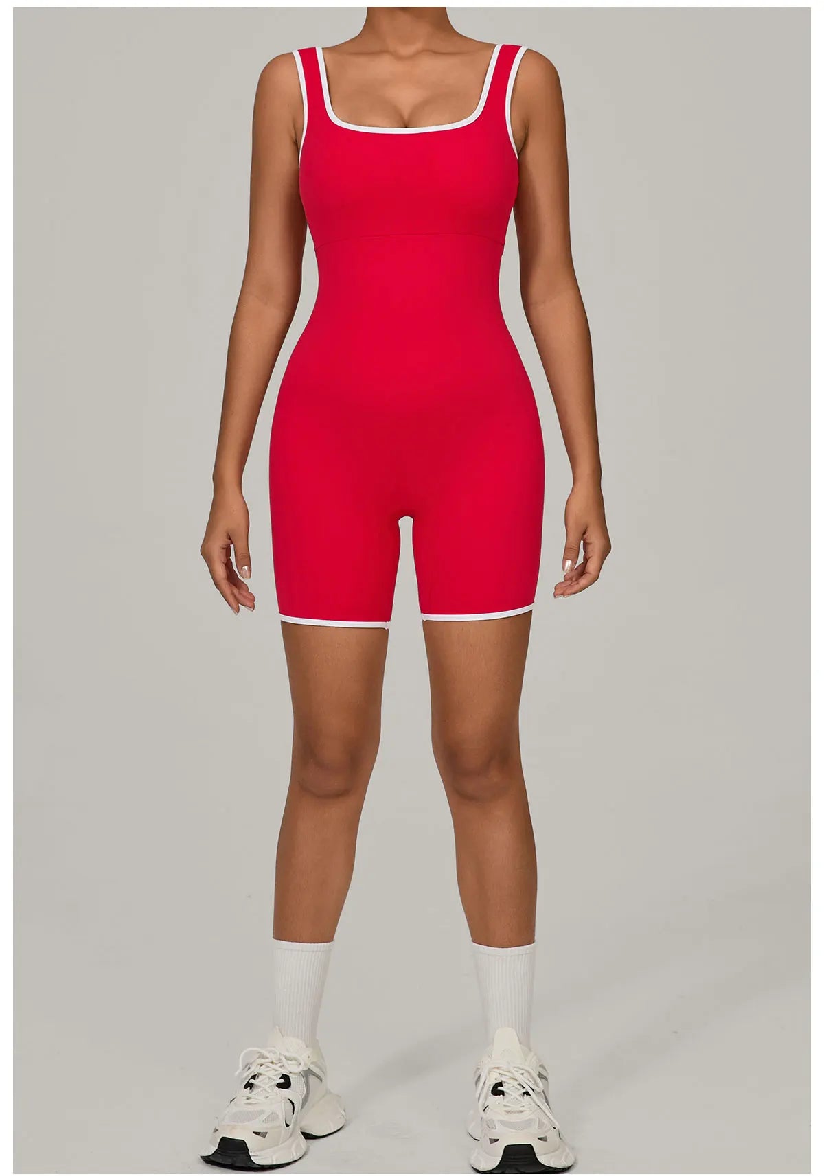 Women Color Blocked Yoga Jumpsuit Sleeveless Romper Elastic Quick Drying Fitness Workout Sportswear One-Piece Short Yoga Clothes