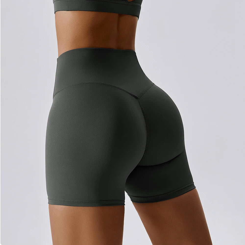 Women's Sports Yoga Shorts High Waist Hip Lift Fitness Running Cycling Quick Dry Breathable Yoga Women's Impact Yoga Shorts