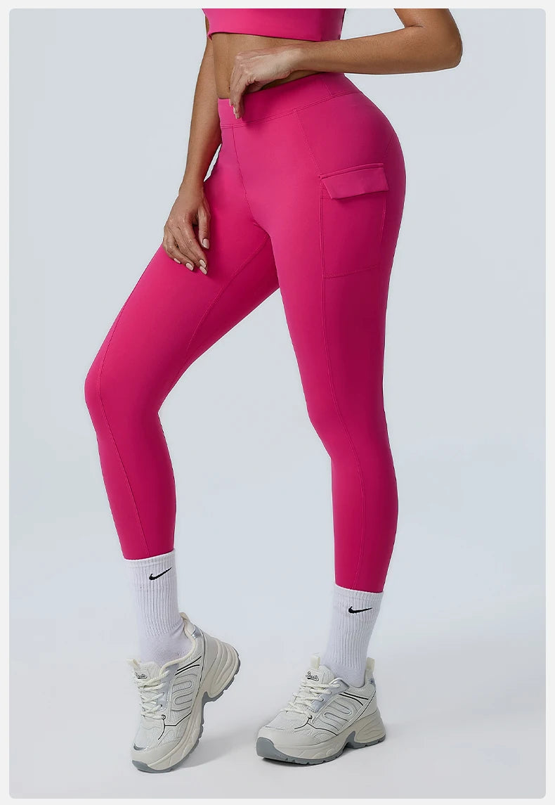 Women Yoga Pants High Waist Leggings Sport Gym Fitness Leggings Women Pocket Female Push Up Legging Tummy Control Running Tights
