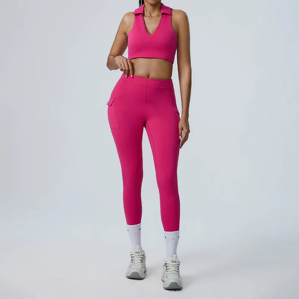 2PCS Yoga Set Women Tracksuit Sportswear Gym Workout Clothing Athletic Wear Fitness Bra High Waist Leggings Push Up Suit