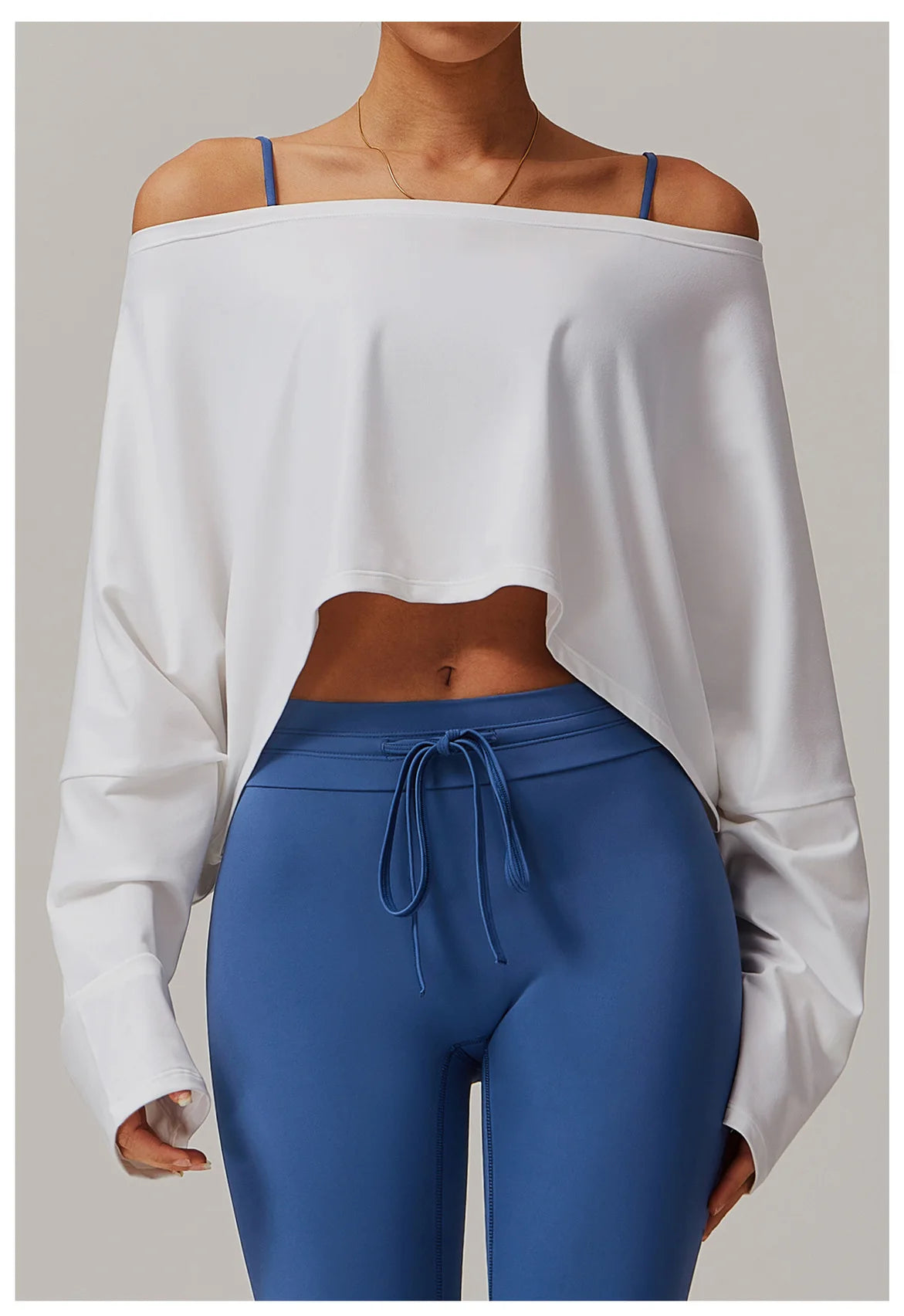 Running Fitness Sports Long Sleeved Top Women's One Shoulder Batwing Sleeve Loose Breathable Casual Long Sleeved Sexy Yoga Top