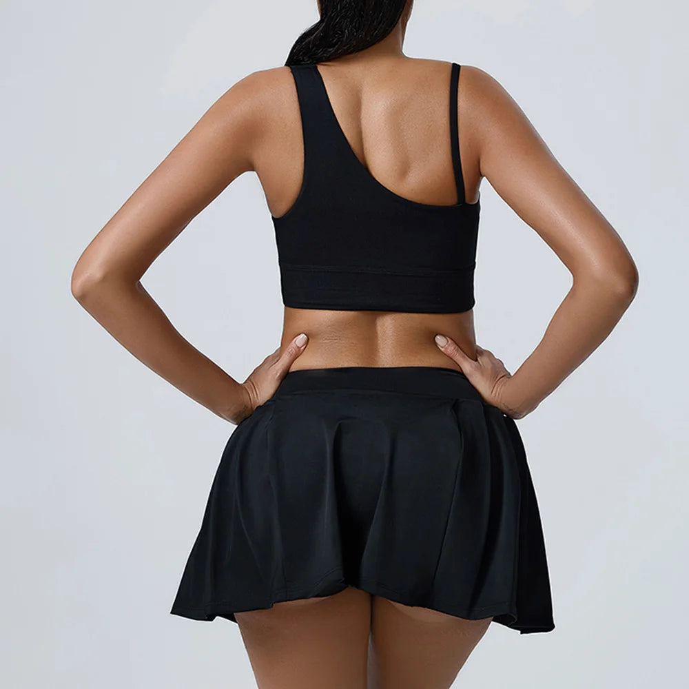 Yoga Set 2PCS Women Sport Suit Gym wear Workout Clothes Sports Crop Top Yoga Short Skirt Fitness Bra Set Breathable Gym Suits