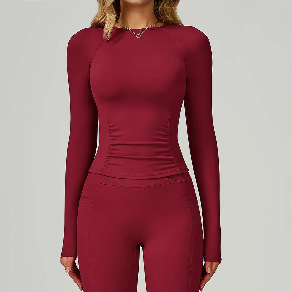 Women's Long Sleeve Top Yoga Shirts Running T-Shirt Workout Fitness Long Sleeve Gym Push Up Sports Top Sexy Training Crop Top