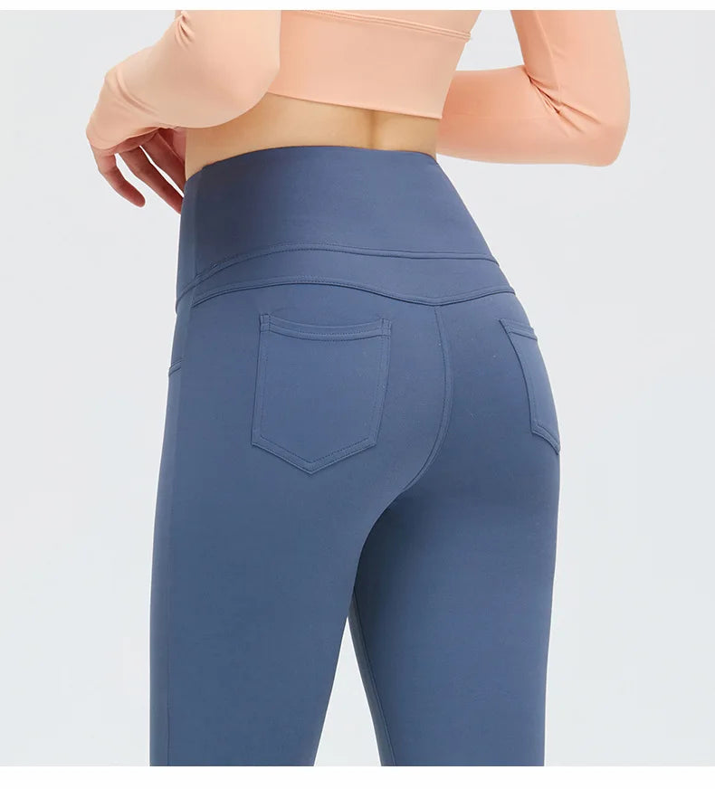 Flare Legging Pocket Yoga Pants Women Bell-bottoms Workout Yoga Trousers High Waist Tight Fitness Pants Gym Sports Wide Leg Pant