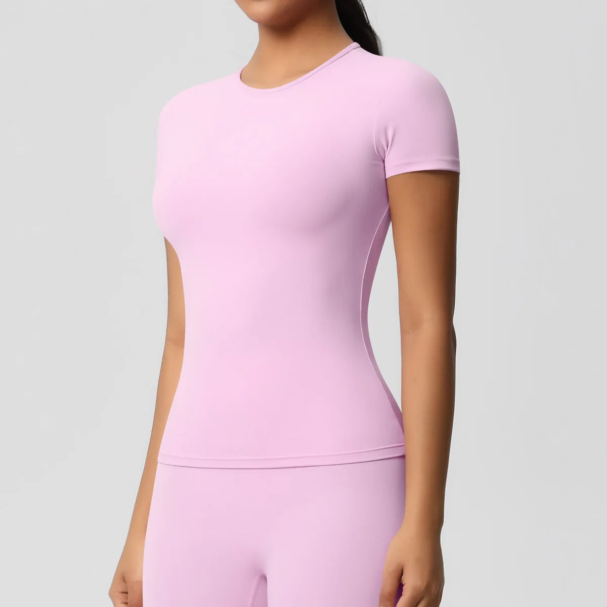 New Women Running Sports T Shirt Summer Short Sleeve Round Neck Breathable Stretchy Gym Yoga Slim Fitness Active Top Tee
