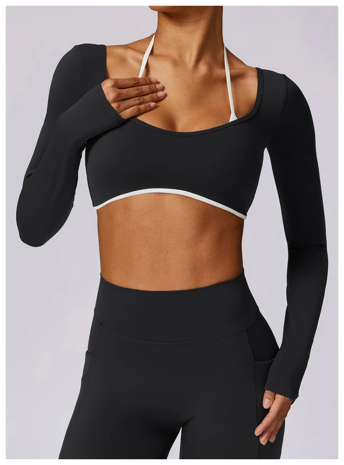 Hollowing Out Yoga Shirts For Women Long Sleeve Fitness Running Gym Clothes Workout Dry Fit Breathable High Elastic Sports Top