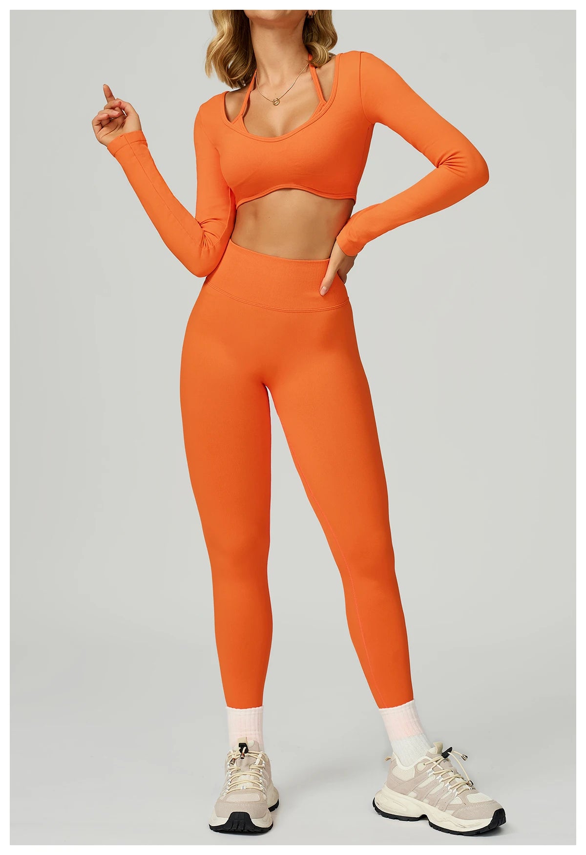 Seamless Yoga Long Sleeved Quick Dry T-Shirt Women Gym Top Women Fitness Sports Crop Top Ribbed Female Long Sleeve Yoga Clothing