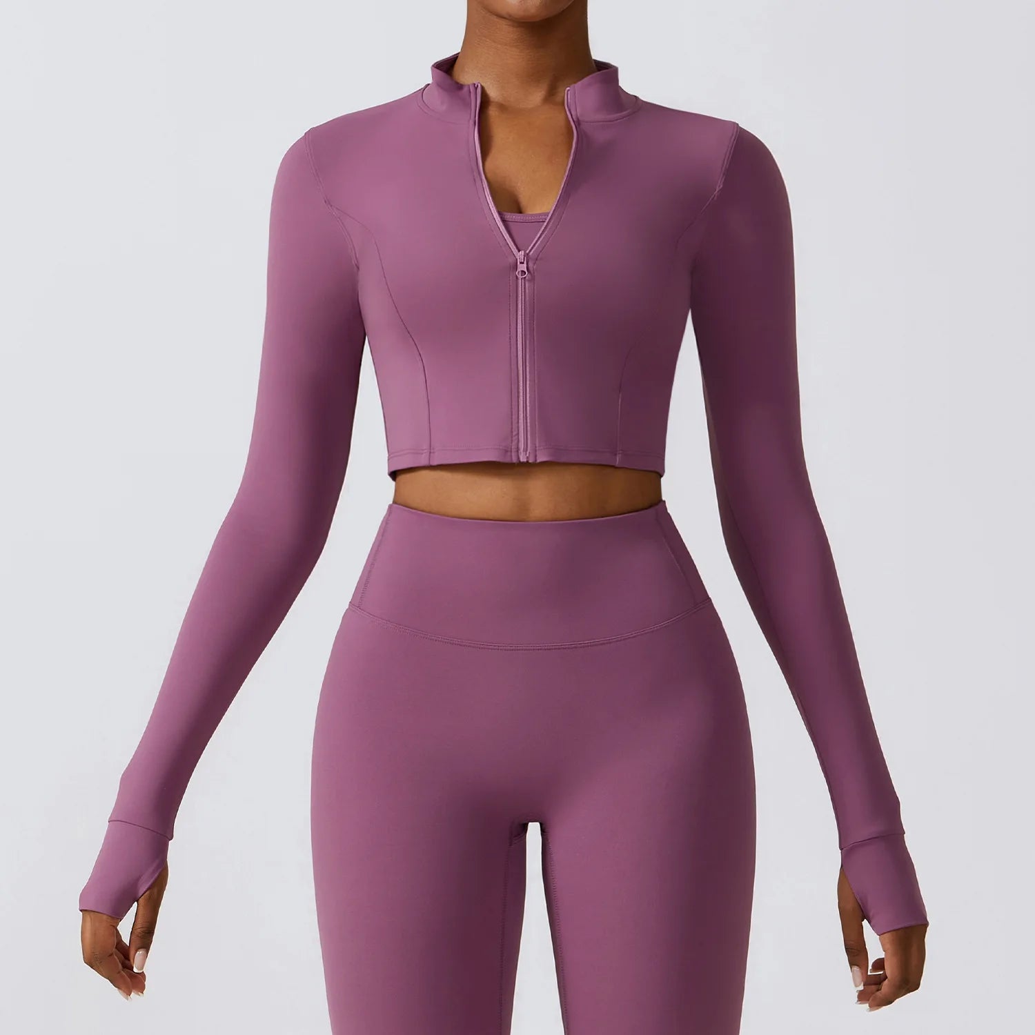 Women's Long Sleeve Top Zipper Jacket Yoga Shirts Running T-Shirt Workout Fitness Gym Sports Top Training Crop Top Clothes
