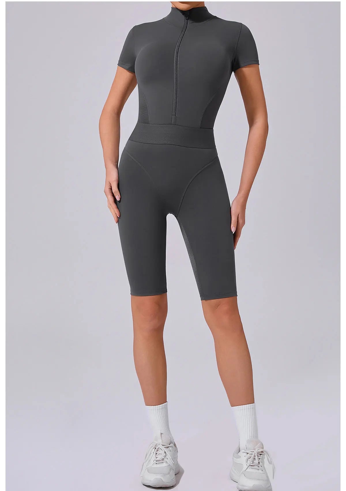 Women's Tracksuit Jumpsuits One-Piece Suit Zipper Short SleevesYoga Set Gym Push Up Workout Clothes Fitness Bodysuit Sportswear