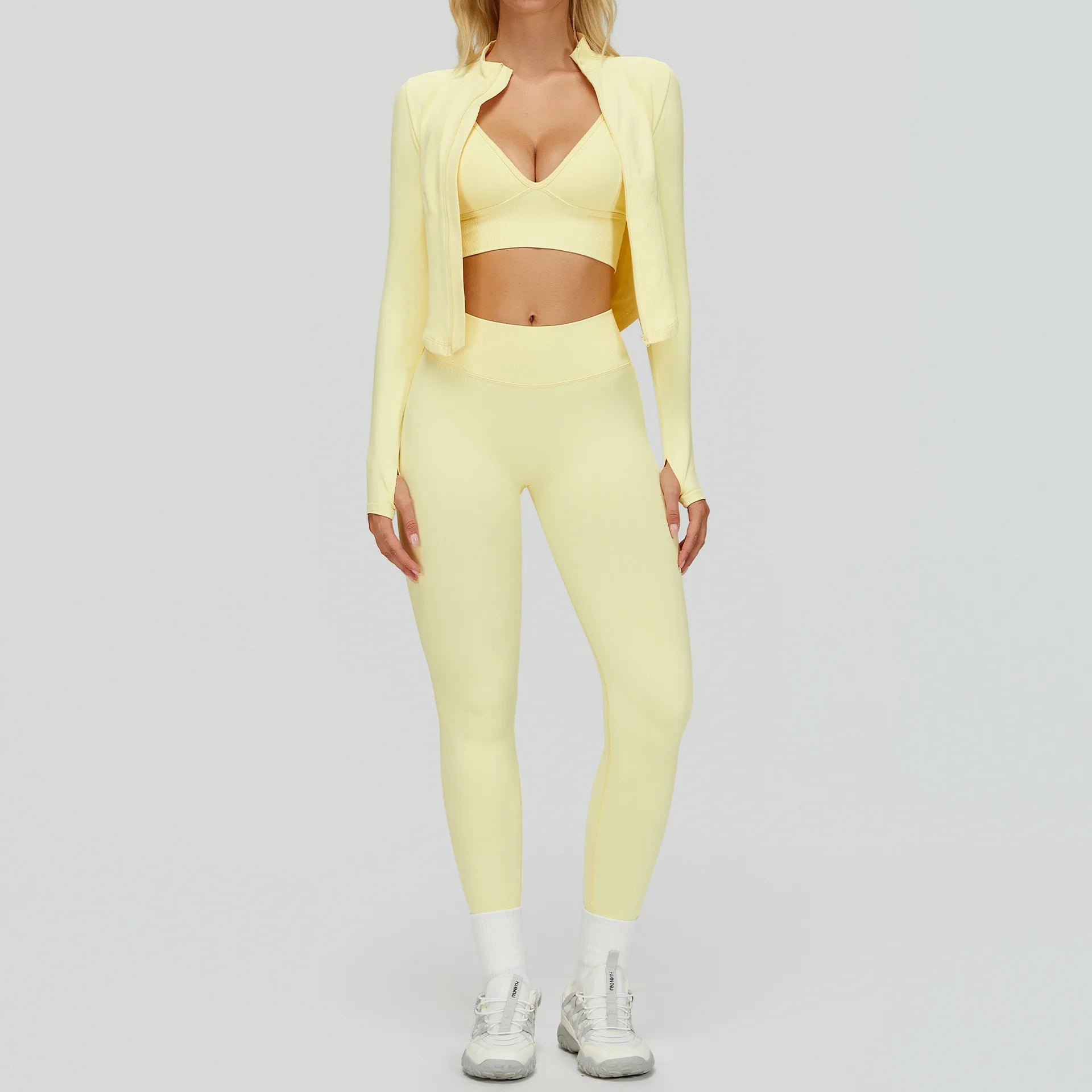 3PCS Yoga Set Seamless Sports Set Women Tracksuit Quick-Drying Gym Set Women Tracksuit Running Workout Long Sleeve Yoga Clothing