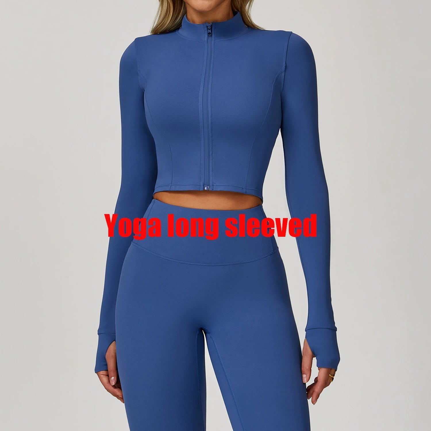 Women Outdoor Sports Long Sleeved Slim Yoga Clothes Quick Dry Zipper Cardigan Stand Up Collar Jacket Running Fitness Jacket Top